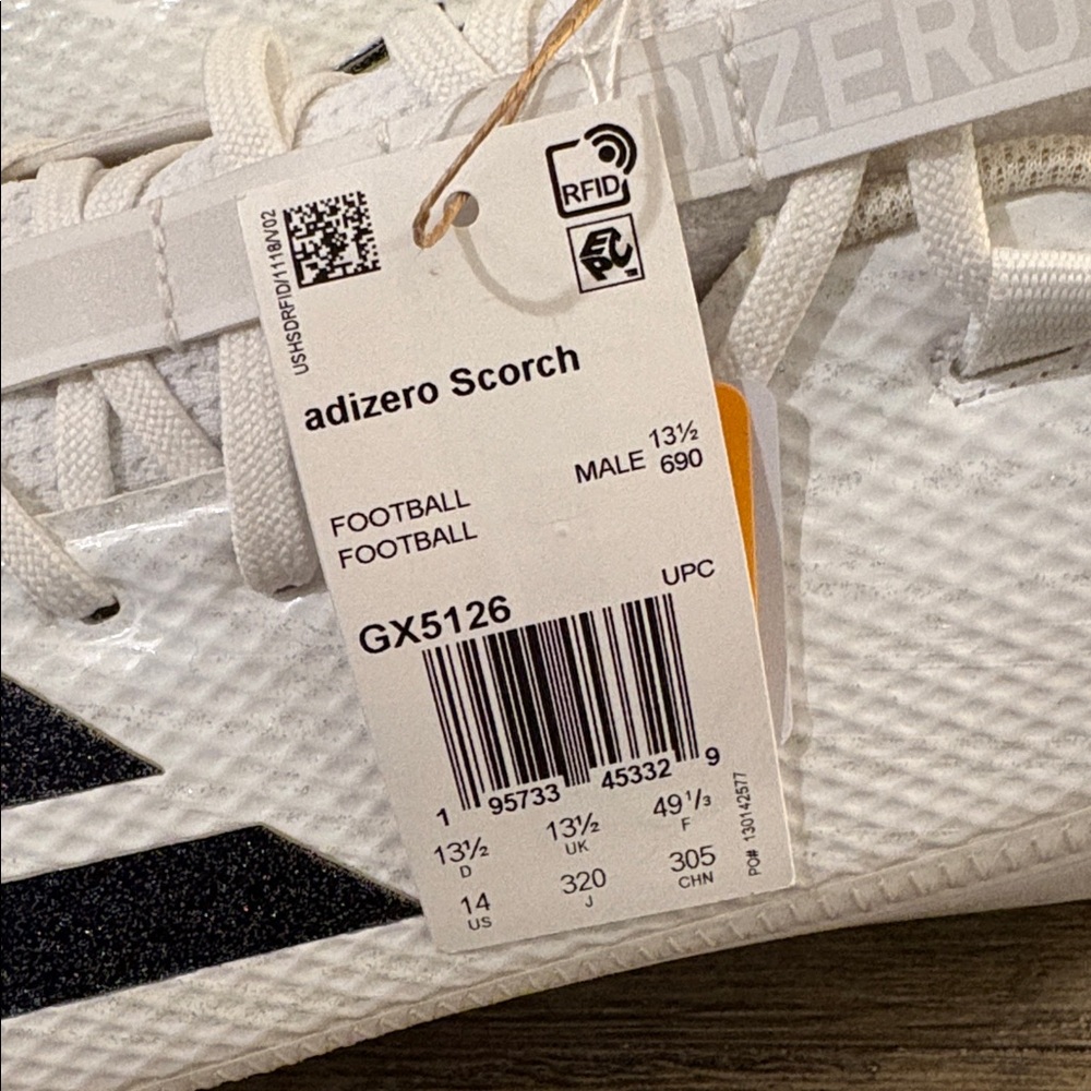 NEW [Adidas] Adizero Scorch Lightweight Football Cleats Black/White Men’s US 14 - Picture 13 of 13